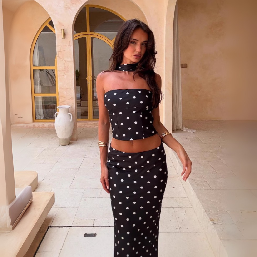 Amara Polka Set - 2-delige co-ord met maxi rok en top