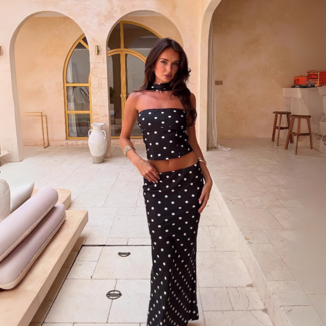 Amara Polka Set - 2-delige co-ord met maxi rok en top